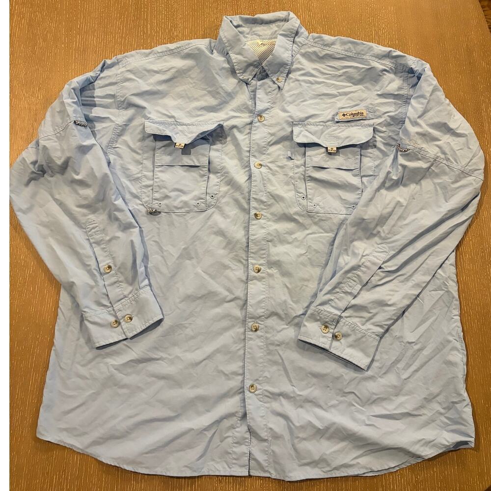 Columbia PFG Vented Fishing‎ Shirt Plaid Omni-Shade Camp Shirt Mens Size XL